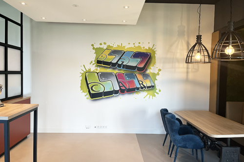 Wanddecoratie op maat in kantoor in Wehl