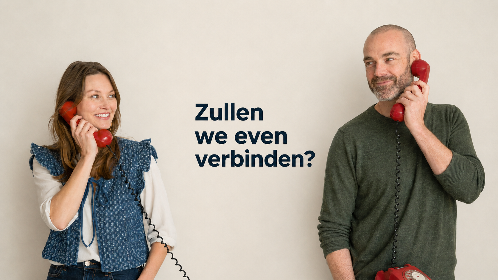 Madelein en Sven van Meestership met rode telefoons