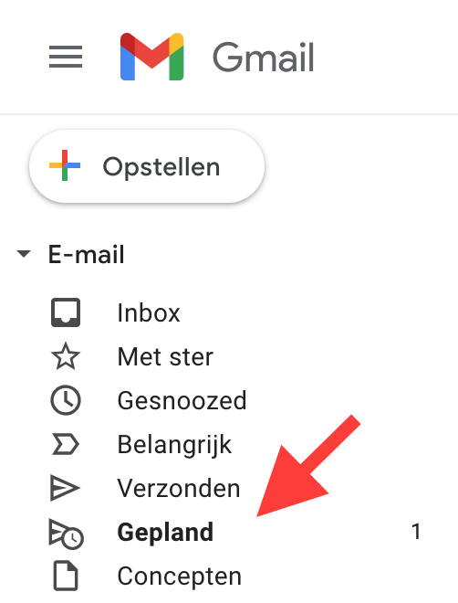 mail later verzenden in gmail - gepland