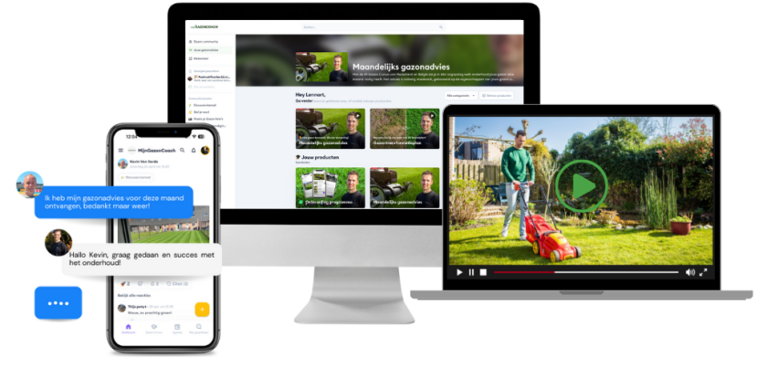 De Gazoncursus van MijnGazonCoach biedt een gestructureerde aanpak om grasgroei te begrijpen op basis van bodem, wortelactiviteit en seizoensinvloeden. Mockup van de Gazoncursus van MijnGazonCoach gericht op duurzame grasgroei.