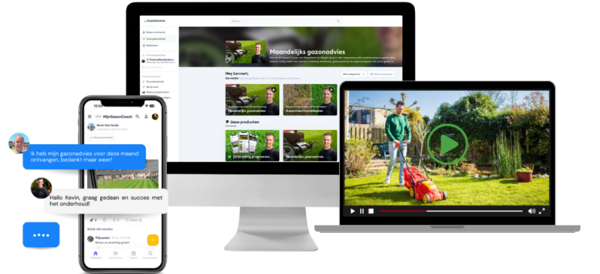 De Gazoncursus van MijnGazonCoach biedt een gestructureerde aanpak om grasgroei te begrijpen op basis van bodem, wortelactiviteit en seizoensinvloeden. Mockup van de Gazoncursus van MijnGazonCoach gericht op duurzame grasgroei.