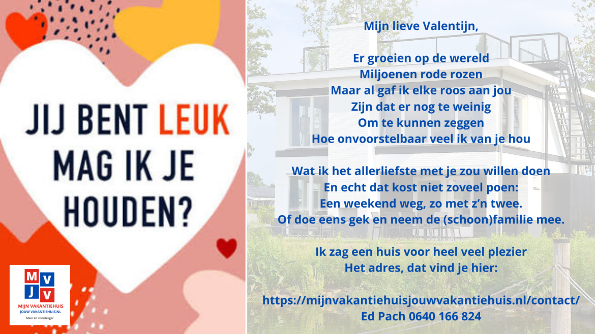 Valentijnskaart houden MijnVakantiehuisJouwVakantiehuis.nl