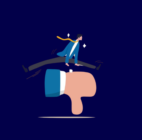 man sprint over negativiteit