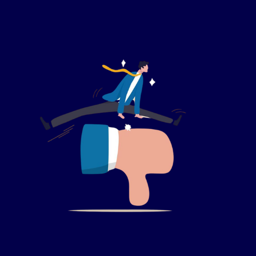 man sprint over negativiteit