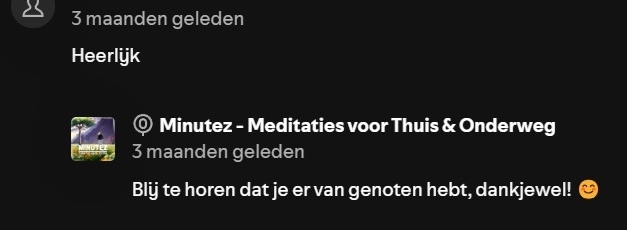 Reactie van luisteraar op de geleide meiditatie