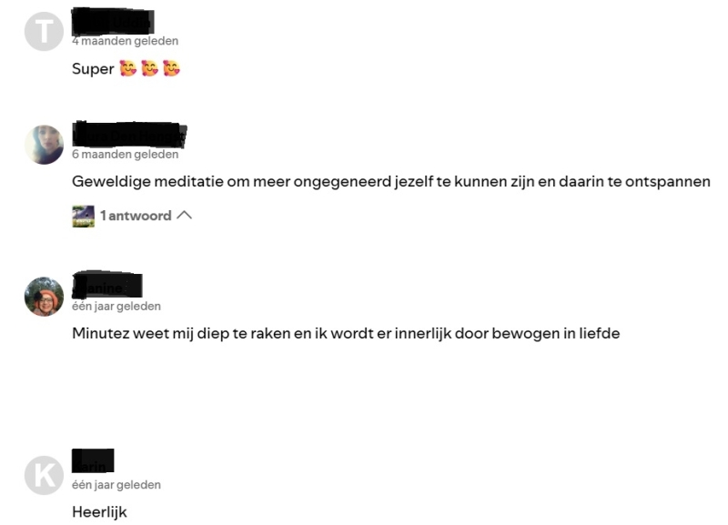 4 geschreven reacties op de ontspanningsmeditatie