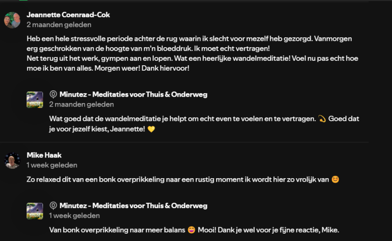 Luisteraars vertellen wat ze van de wandelmeditatie vinden