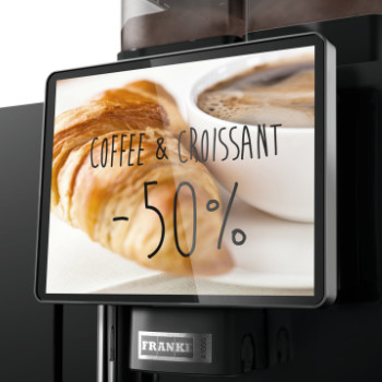 Communicatie op het scherm van de Frank A1000 professionele koffiemachine