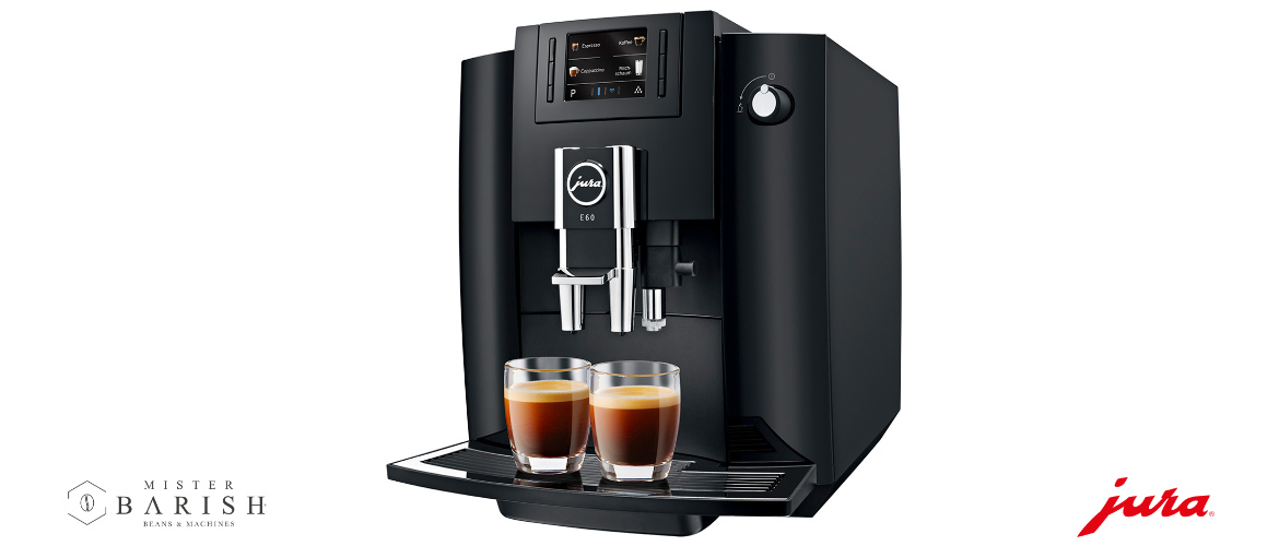 Jura E60 koffiemachine is een stijlvolle volautomaat voor zwarte koffie