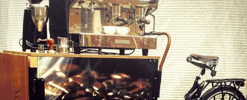 Bici Barista is espressomachine op een ouderwetse bakfiets