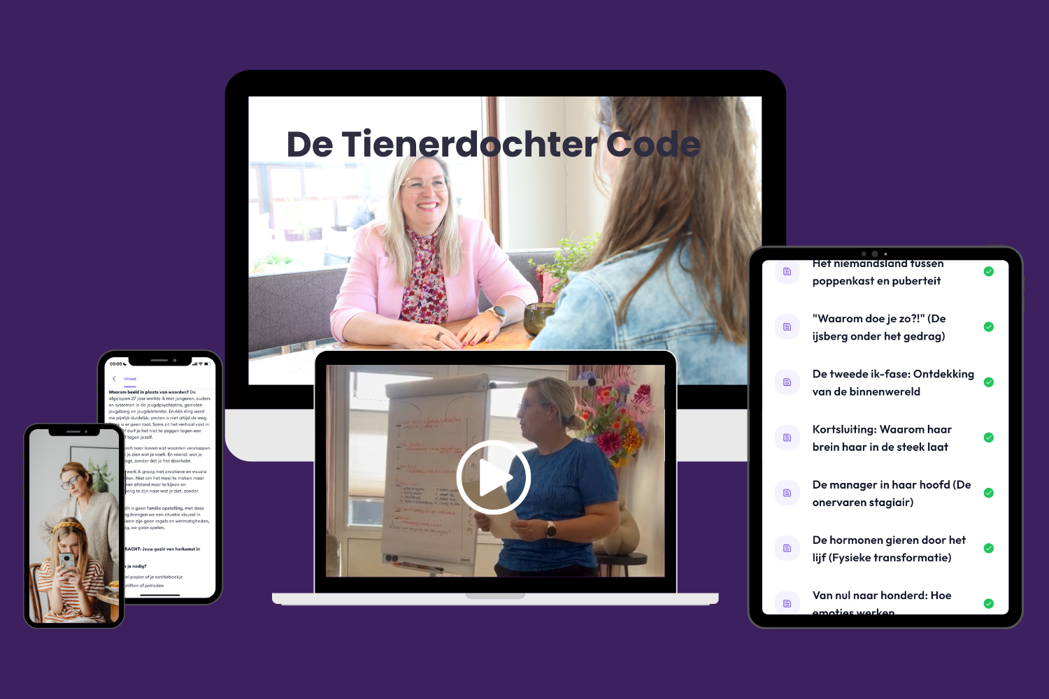 De Tienerdochter Code op laptop, tablet en telefoon: video's, theorie-lessen en opdrachten in de online leeromgeving
