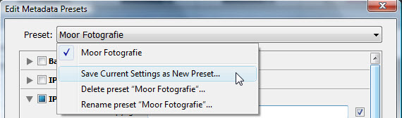 Adobe Lightroom Metadata Presets