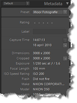 Adobe Lightroom Metadata Presets