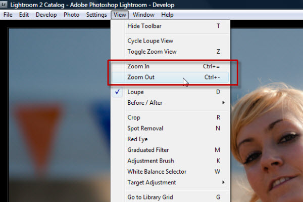 Adobe Lightroom Sneltoets Zoom in Zoom Out