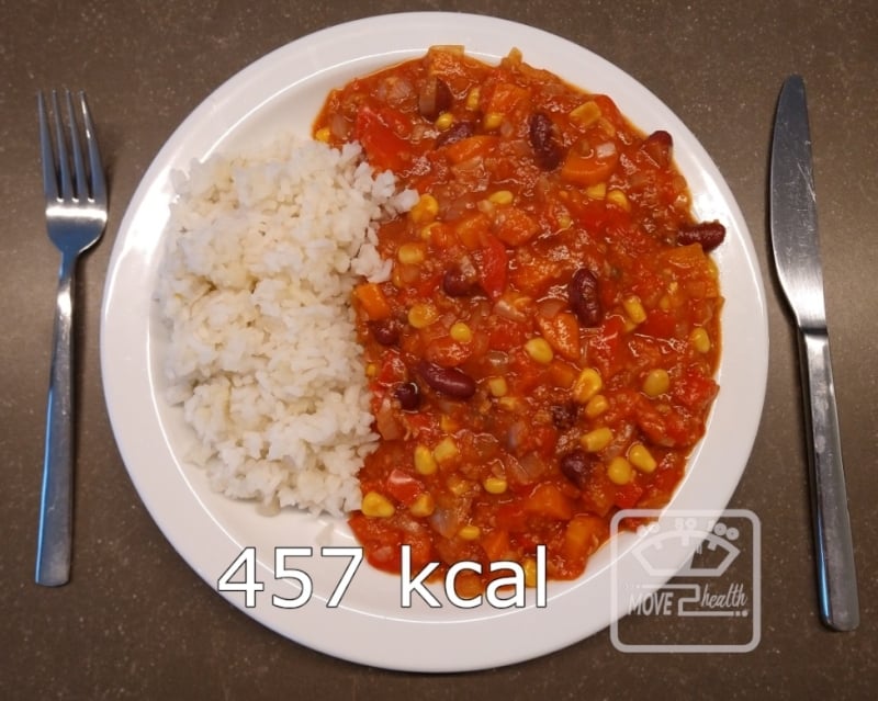 gezonde chili sin carne met lichte rijst caloriearm recept afvallen voedingswaarde