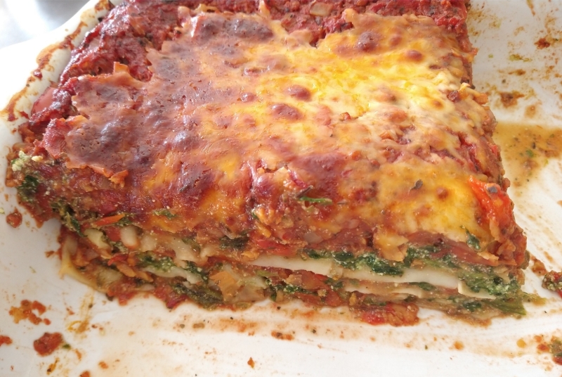gezonde vegetarische lasagne met ricotta en spinazie om in te vriezen