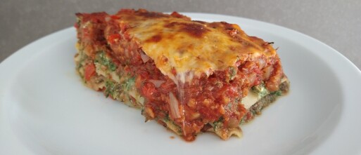 Vegetarische lasagne met ricotta en spinazie