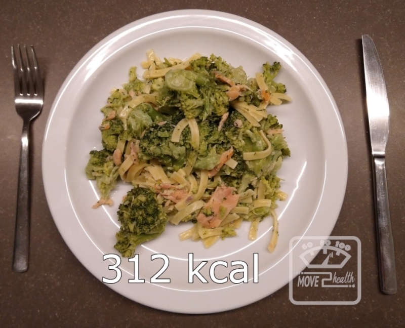 Snelle tagliatelle met gerookte zalm en broccoli gezond en caloriearm recept 312 kcal voedingswaarde
