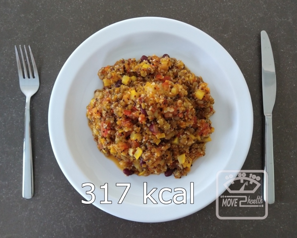 veganistische wok met quinoa en zomergroenten gezond en caloriearm 317 kcal portie voedingswaarde