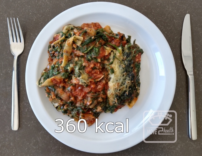 Vegetarische lasagne met spinazie en seitan gehakt 360 kcal portie