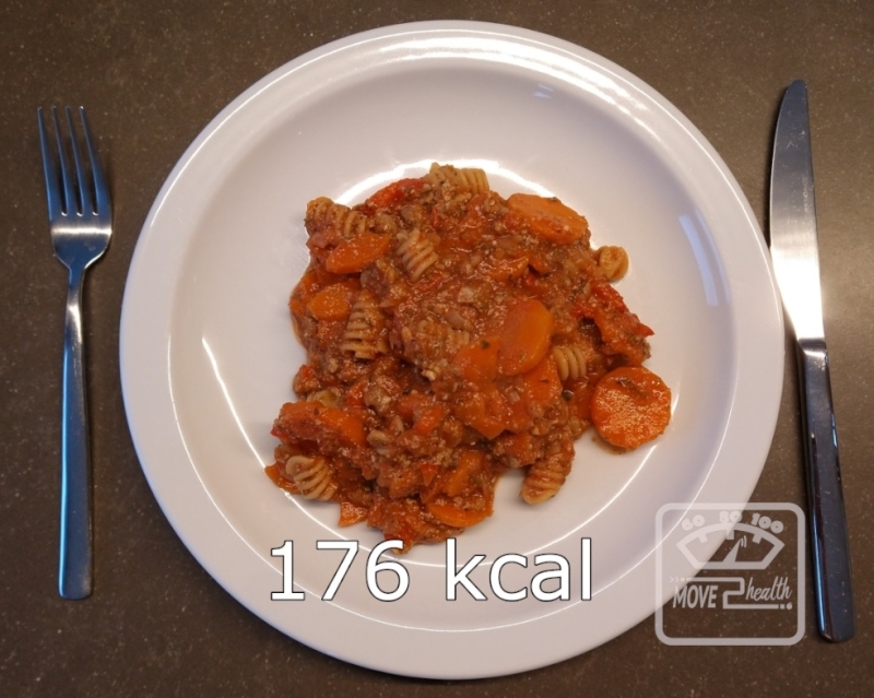 Vegetarische tomatensaus met ricotta en kikkererwtenpasta gezond en caloriearm 176 kcal voedingswaarde