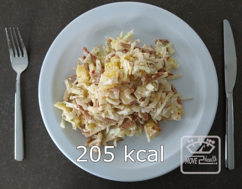 Witte kool salade met vegetarische gyros gezond en caloriearm slaatje 205 kcal