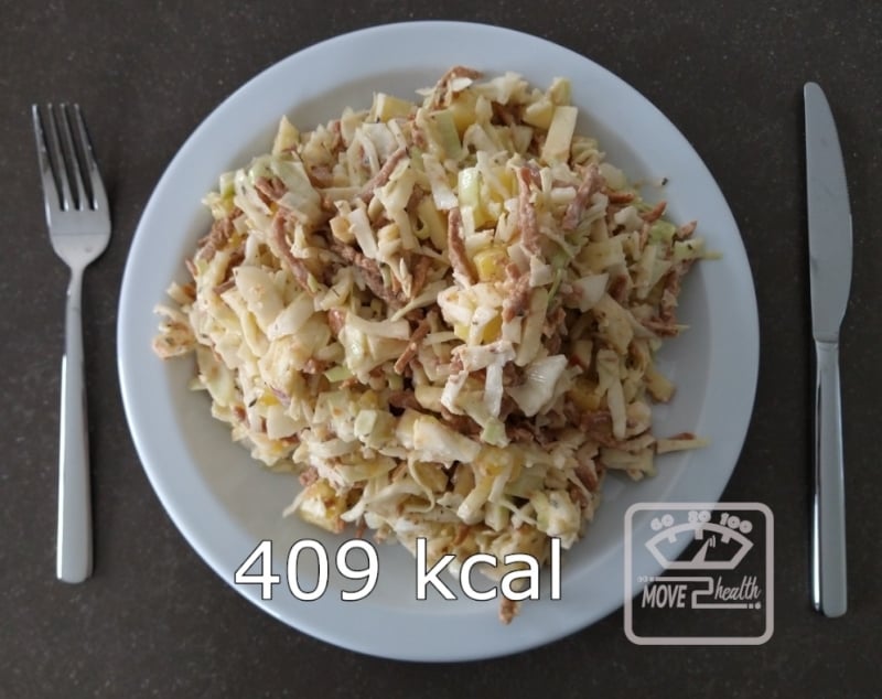 Witte kool salade met vegetarische gyros gezond en caloriearm slaatje 409 kcal