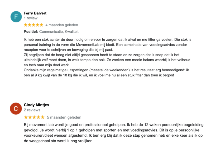 reviews over personal training in Woerden