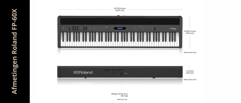 Afmetingen van de Roland FP-60X