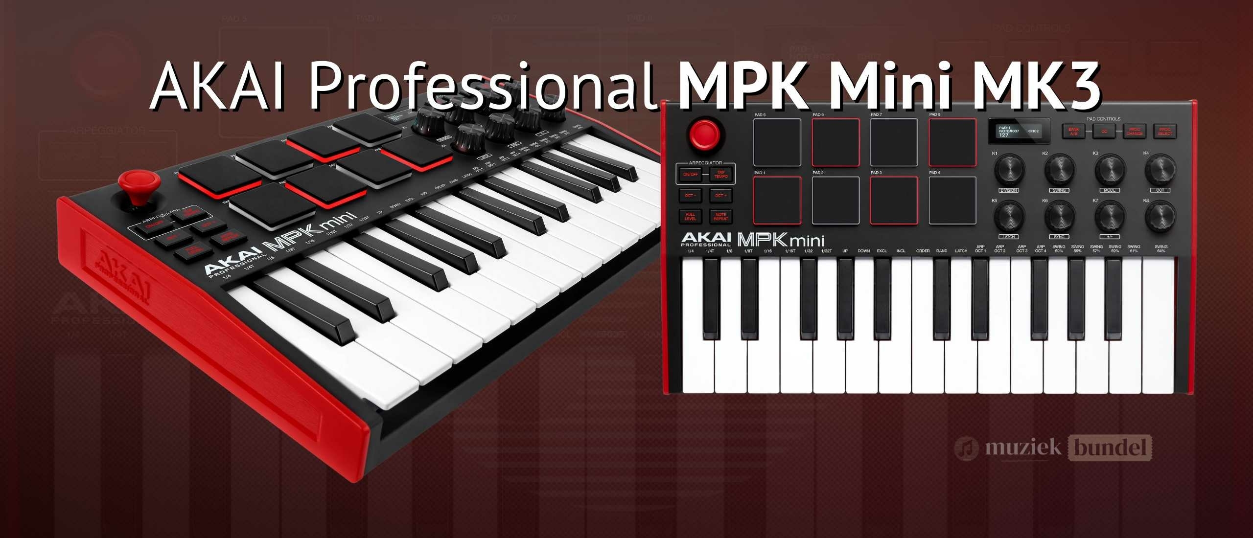 Akai MPK Mini MK3 Het Perfecte MIDI-Keyboard voor Muziekproductie Onderweg | Muziekbundel.nl