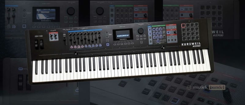 Overzicht van de belangrijkste kenmerken van de Kurzweil K2700: hybride synthesizer, stage piano en workstation met krachtige functies.