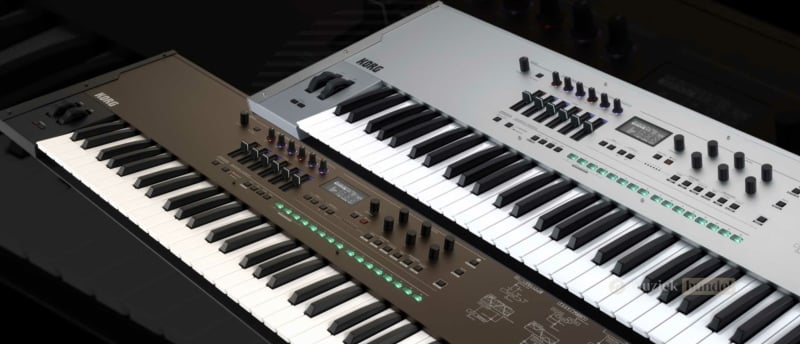 Overzicht van de beschikbare uitvoeringen van de Korg Opsix SE synthesizer, inclusief de Platinum editie.