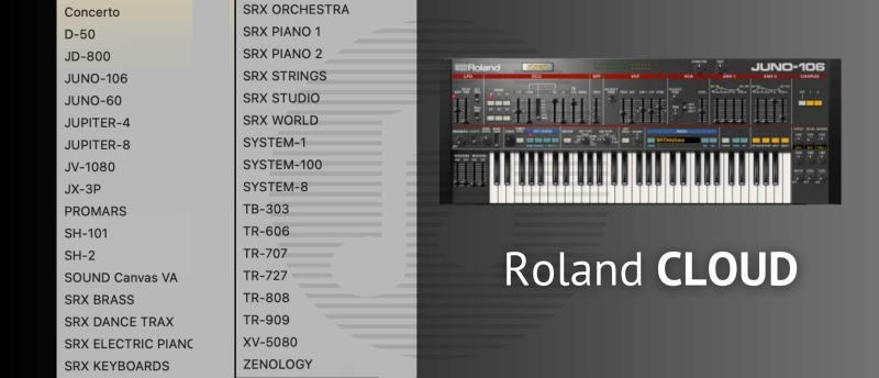 Beschikbare virtuele instrumenten van Roland