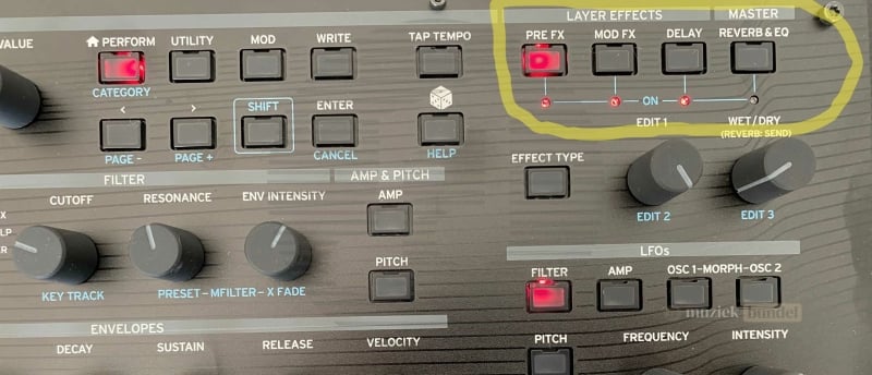 Korg Modwave MK2 – Layer effects zoals PreFX, MOD FX, DELAY, Reverb en EQ voor veelzijdige sound shaping