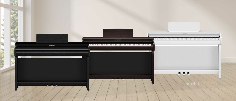 De Yamaha CLP-825 is verkrijgbaar in diverse kleuren, waaronder zwart, wit, donker rozenhout en hoogglans zwart (Polished Ebony).