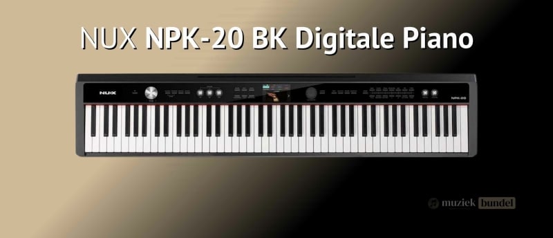 NUX NPK-20 BK digitale piano met modern design, gewogen toetsen en veelzijdige functies voor beginners en hobbyisten.