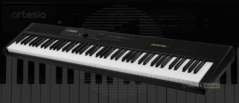 Overzicht van de specificatielijst en productkenmerken van de Artesia Pro Performer digitale piano