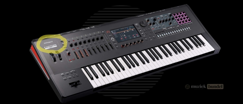 Close-up van de Roland Fantom EX synthesizer, met ZEN-Core engine en uitgebreide DAW-integratie voor studio en live-optredens