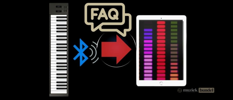 Antwoorden op veelgestelde vragen over Bluetooth-MIDI, inclusief compatibiliteit, latentie, instellingen en gebruik voor muziekproductie.