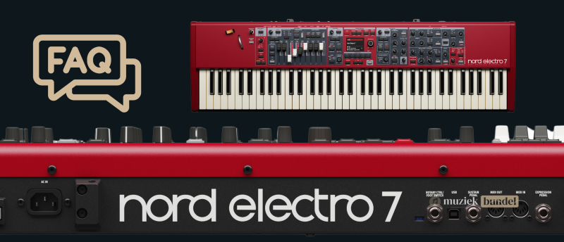 Veelgestelde vragen over de Nord Electro 7 | Muziekbundel.nl Nord Electro 7 stage keyboard met antwoorden op veelgestelde vragen over live gebruik, sounds en bediening