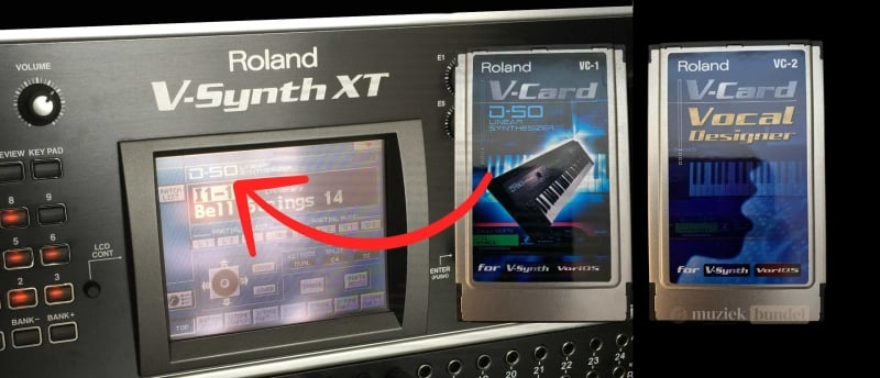 Voorgeïnstalleerde VC-1 D-50 en VC-2 Vocoder kaarten in de Roland V-Synth XT