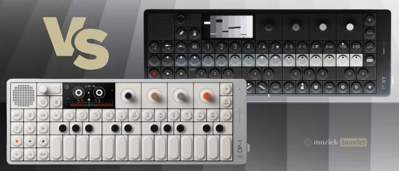 Vergelijk de Teenage Engineering OP-XY en OP-1 Field – verschillen in sequencer, synth-engine, workflow, connectiviteit en gebruiksgemak.