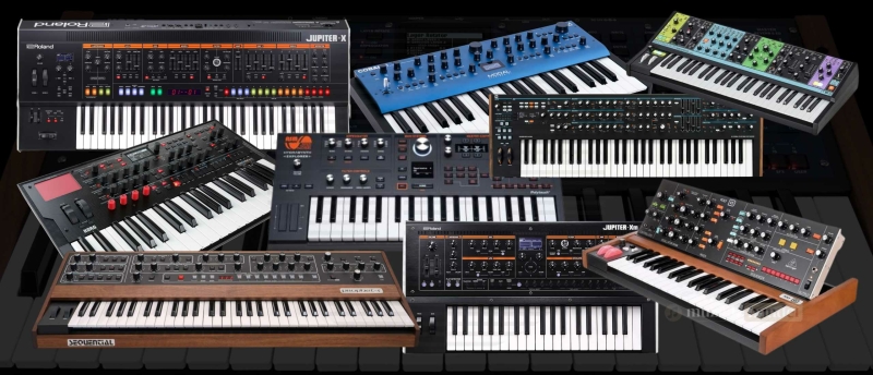 Vergelijkbare alternatieven voor de Korg Multi/Poly synthesizer, met opties zoals de Roland Jupiter-Xm, Sequential Prophet-5, en ASM Hydrasynth.