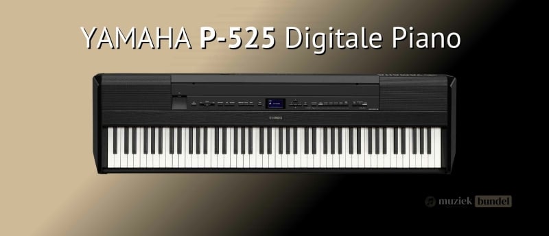 Yamaha P-525 digitale piano met premium klankkwaliteit, gewogen toetsen en moderne functies, perfect voor gevorderde spelers en ambitieuze beginners.