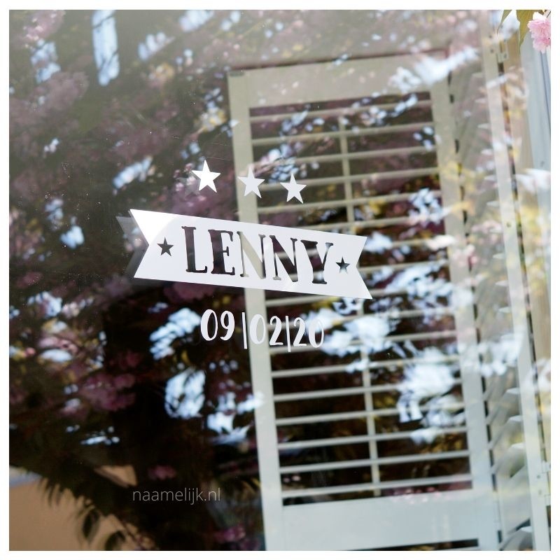 Geboortesticker Lenny in wit Geboortesticker Lenny in wit