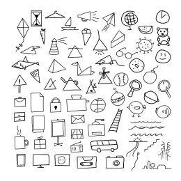 Verzameling handgetekende doodles en symbolen, illustratie bij de training Zakelijk Tekenen