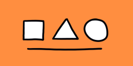 De vier basisvormen van het visueel ABC: vierkant, driehoek, cirkel, lijn.