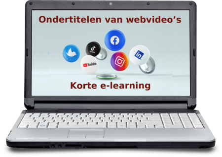 De cursus 'Ondertitelen van webvideo's' staat klaar op een opengeklapte laptop