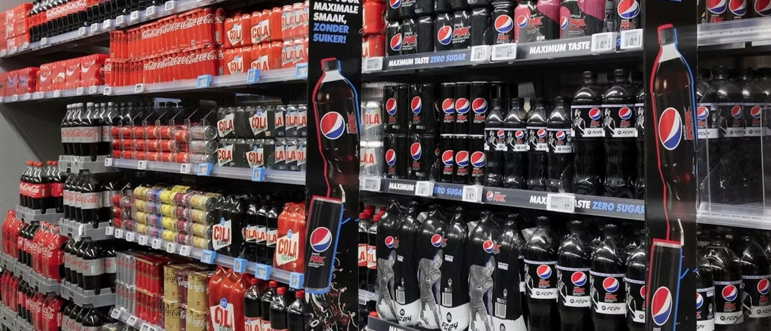 Waarom Coca-Cola en Pepsi niet naast elkaar staan.