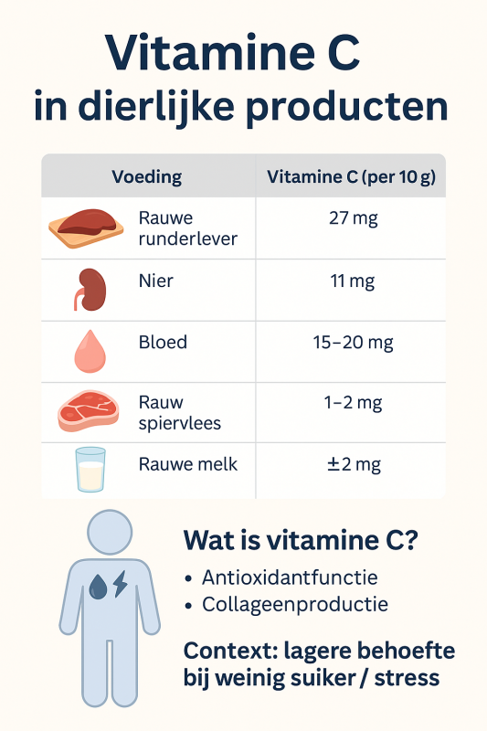 nieren, lever, vitamine c bij carnivoor dieet